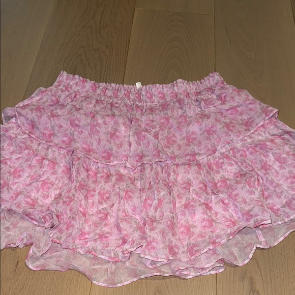 LoveShackFancy Pink and White Mini Skirt